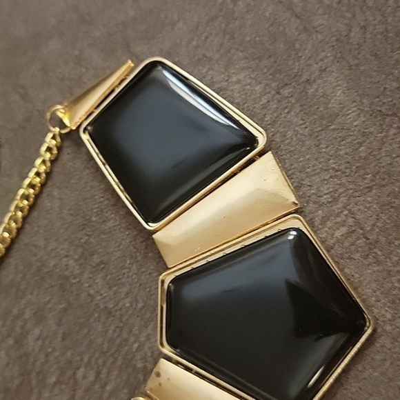 3/$30 Black Geometric Cleopatra Castlecore Bib Chain Necklace - Picture 6 of 9